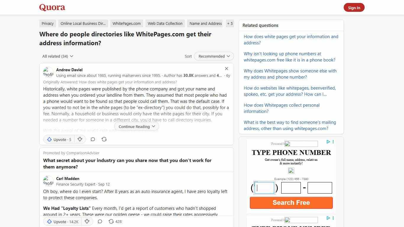 Where do people directories like WhitePages.com get their address information? - Quora
